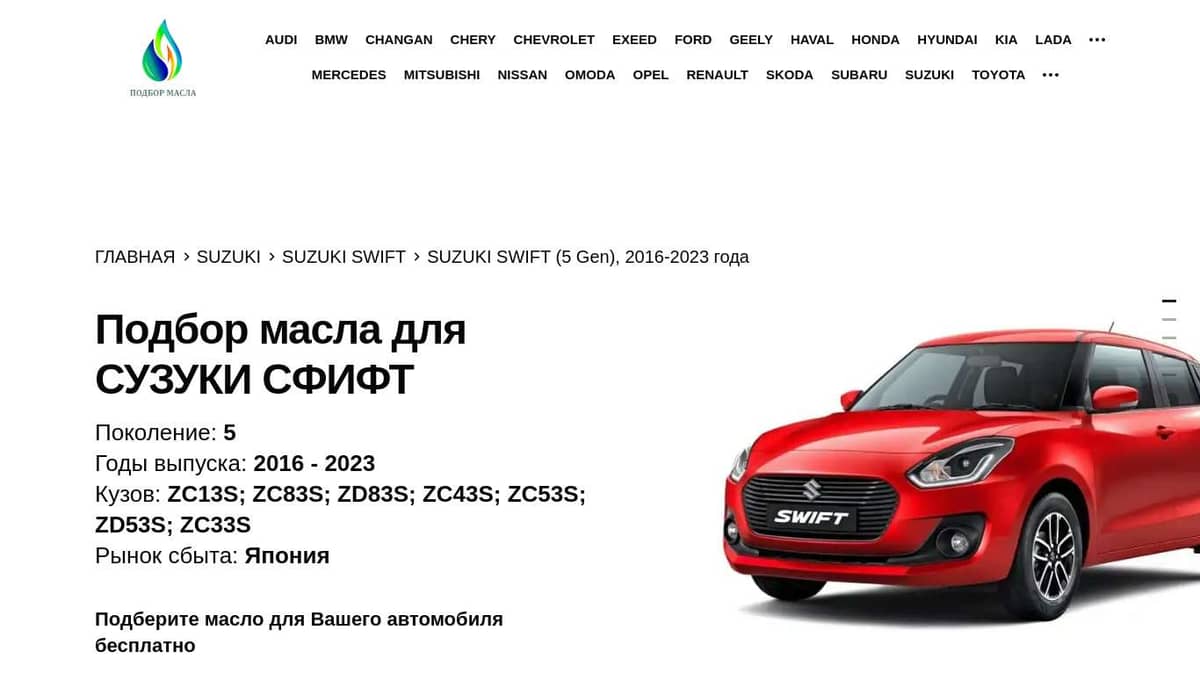 Контрактные коробки передач SUZUKI Swift в Москве